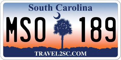 SC license plate MSO189