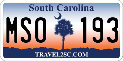 SC license plate MSO193