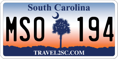 SC license plate MSO194