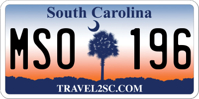 SC license plate MSO196