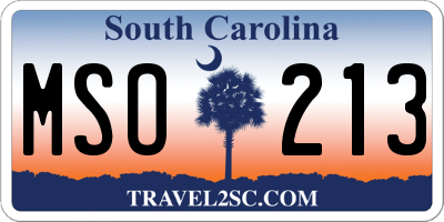 SC license plate MSO213
