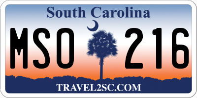 SC license plate MSO216