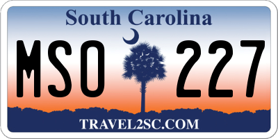 SC license plate MSO227