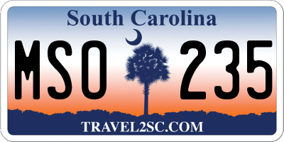 SC license plate MSO235