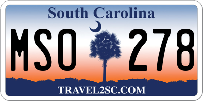 SC license plate MSO278