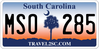 SC license plate MSO285