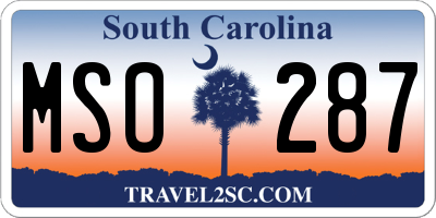 SC license plate MSO287