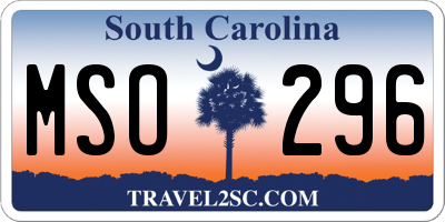 SC license plate MSO296