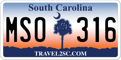 SC license plate MSO316