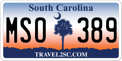 SC license plate MSO389