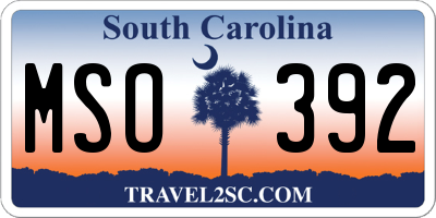 SC license plate MSO392
