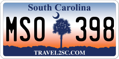 SC license plate MSO398
