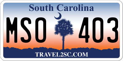 SC license plate MSO403