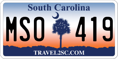 SC license plate MSO419