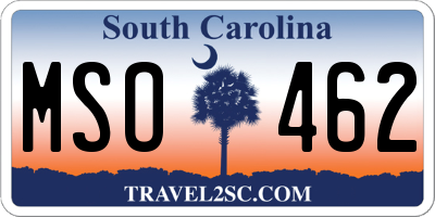 SC license plate MSO462
