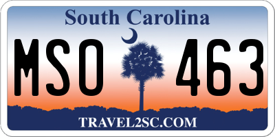SC license plate MSO463