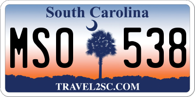 SC license plate MSO538