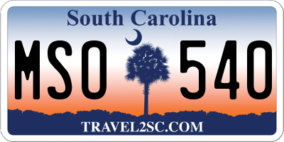 SC license plate MSO540