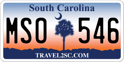 SC license plate MSO546