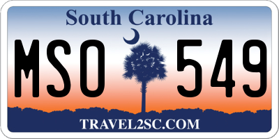 SC license plate MSO549