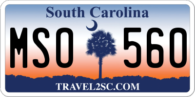 SC license plate MSO560