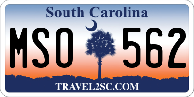 SC license plate MSO562