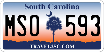 SC license plate MSO593