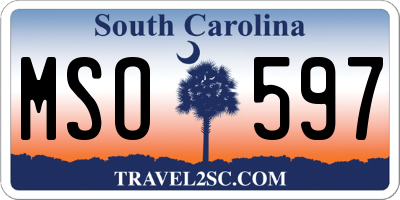 SC license plate MSO597