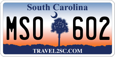 SC license plate MSO602