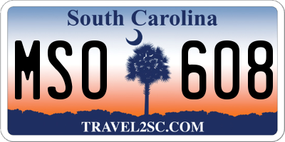 SC license plate MSO608