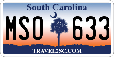 SC license plate MSO633