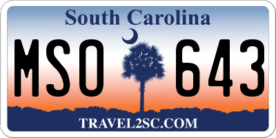 SC license plate MSO643