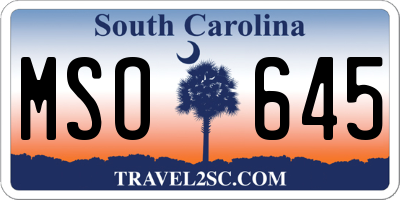 SC license plate MSO645
