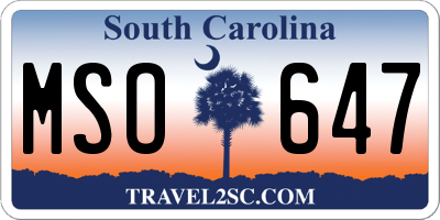 SC license plate MSO647