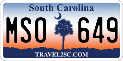 SC license plate MSO649