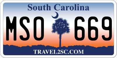 SC license plate MSO669