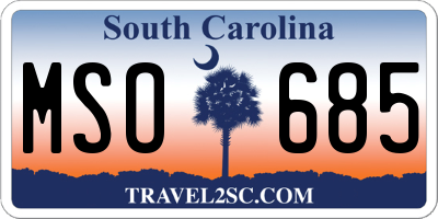 SC license plate MSO685