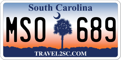 SC license plate MSO689