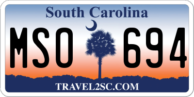 SC license plate MSO694
