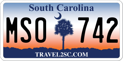SC license plate MSO742