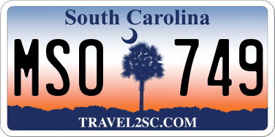 SC license plate MSO749