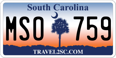 SC license plate MSO759