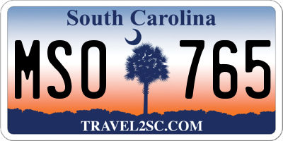 SC license plate MSO765