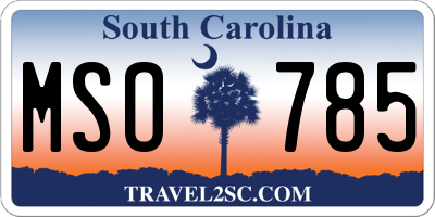 SC license plate MSO785