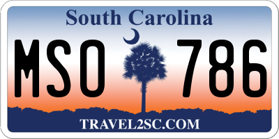 SC license plate MSO786