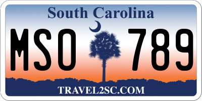 SC license plate MSO789