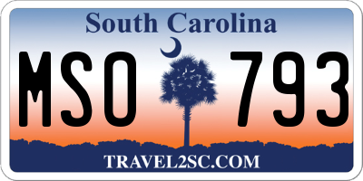SC license plate MSO793