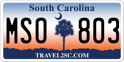 SC license plate MSO803