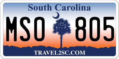 SC license plate MSO805