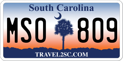 SC license plate MSO809